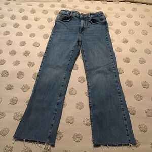 Zara High Rise Cropped Bootcut Jeans Size 26 Raw Hem